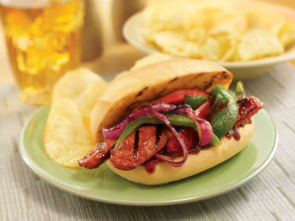 Sausage Skewers Sandwich Recipe. Great to serve for the big football game!