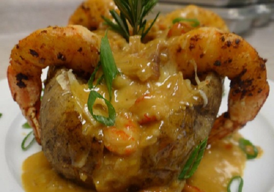 Seafood Stuffed Potato with Creamy Crawfish Sauce Recipe