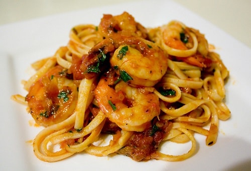 Shrimp with Creamy Tomato Pasta Recipe.