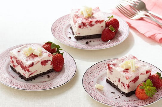 Frozen Strawberry White Chocolate Mousse Squares Recipe
