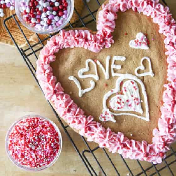 Big Valentine Cookie Recipe. Show your sweetheart some love with this big and fun cookie! Decorate with icing and sugar sprinkles to show your own special touch.