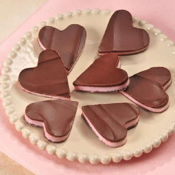 Chocolate Mint Heart Fancies Recipe. Show your sweetheart some love with these chocolate mint heart fancies candies.