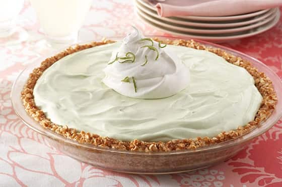 Key Lime Margarita Pie. Enjoy this Key Lime Margarita Pie, but don't worry about alcohol! This Key Lime Margarita Pie's taste is from a salty pretzel crust and citrusy filling.