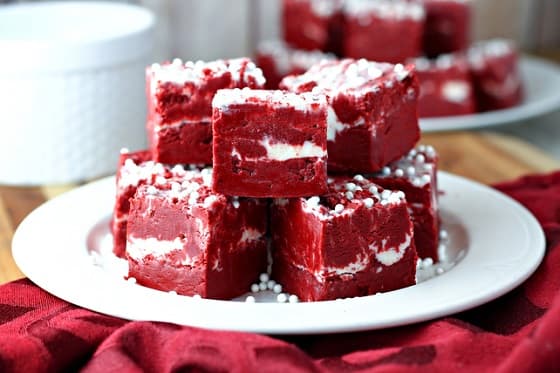 Marbled Red Velvet Fudge is sure to put a smile on your sweeties face!